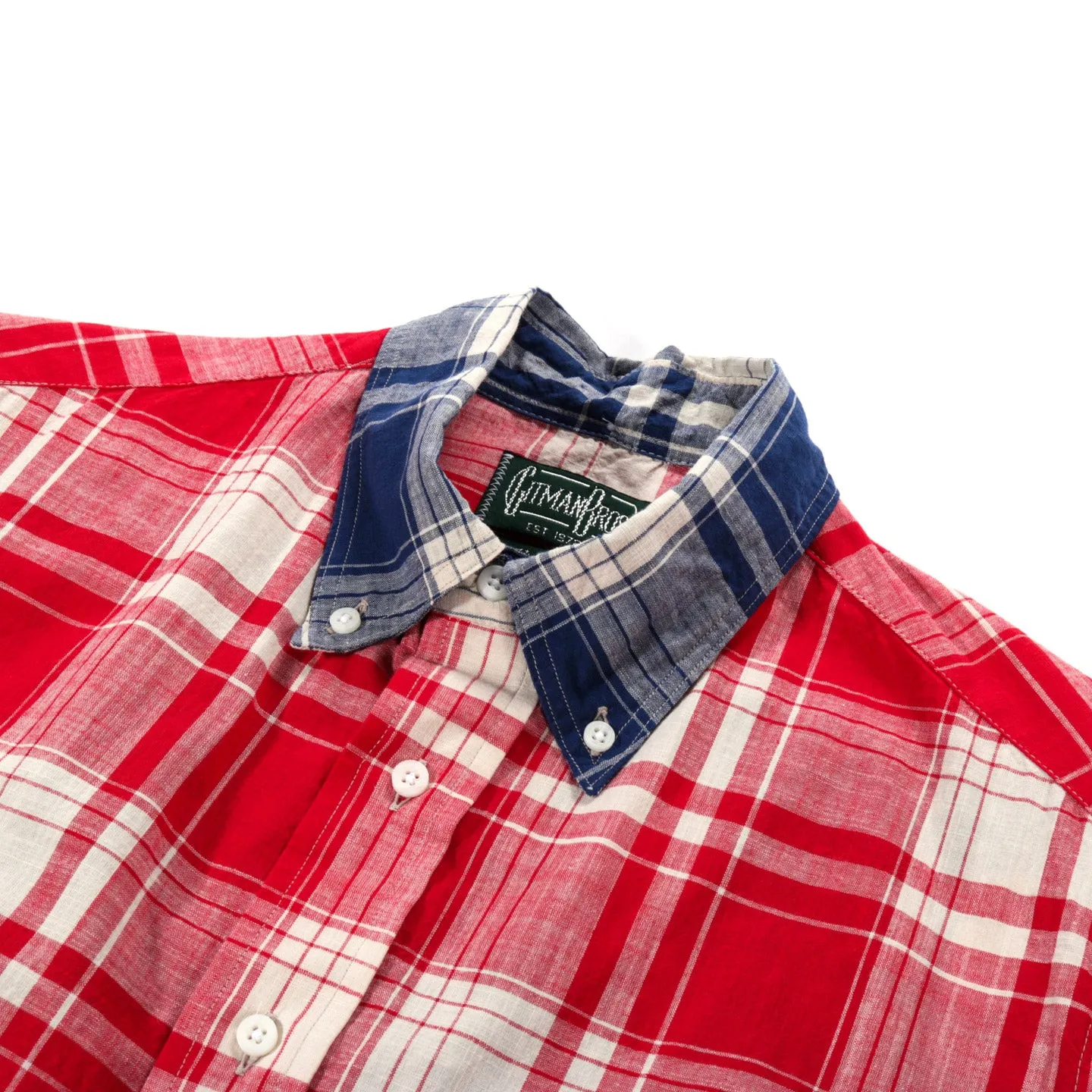 GITMAN VINTAGE BUTTON DOWN RED / BLUE MIX ARCHIVE MADRAS