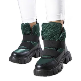 Green insulated slip-on snow boots from Francisco black