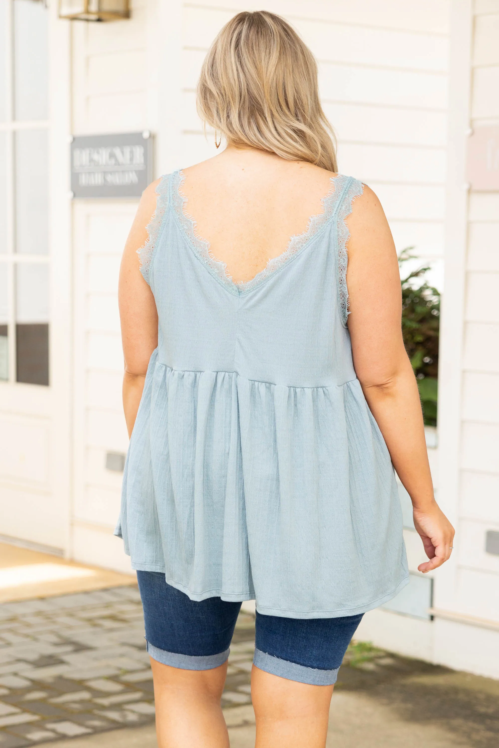 Hand In Hand Tank, Light Blue