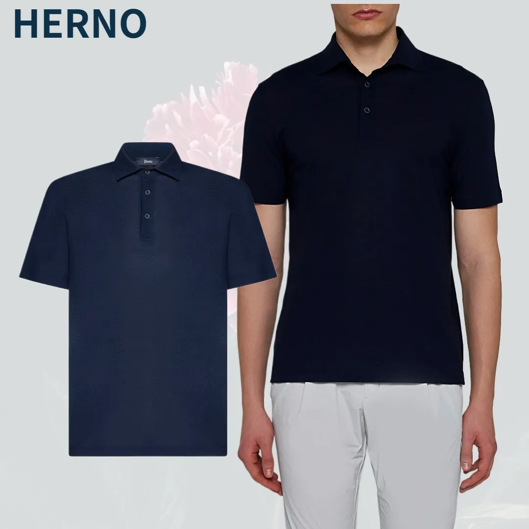 HERNO  |Pullovers Street Style Plain Cotton Short Sleeves Polos