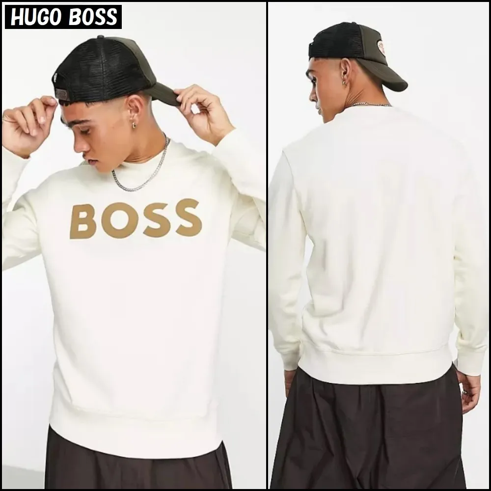 Hugo Boss  |Crew Neck Pullovers Long Sleeves Plain Cotton Logo