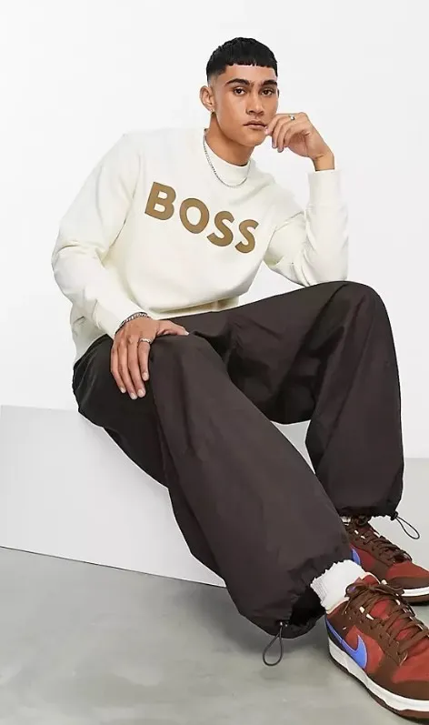 Hugo Boss  |Crew Neck Pullovers Long Sleeves Plain Cotton Logo