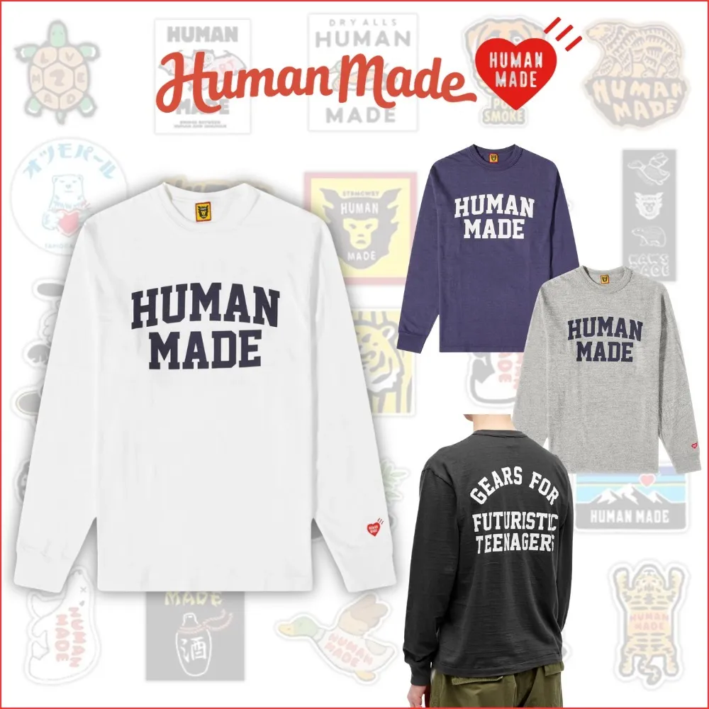 HUMAN MADE  |Crew Neck Heart Long Sleeves Plain Cotton