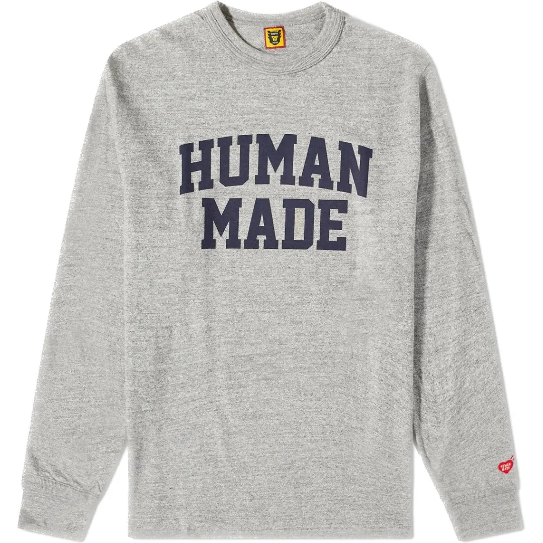 HUMAN MADE  |Crew Neck Heart Long Sleeves Plain Cotton