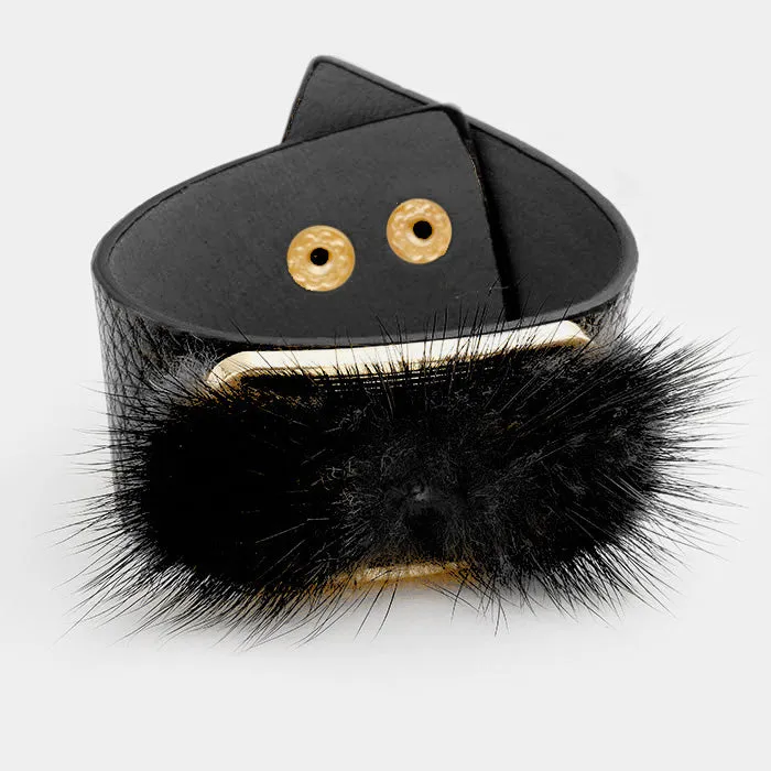 iLLASPARKZ Faux Leather Faux Fur Snap Button Bracelet