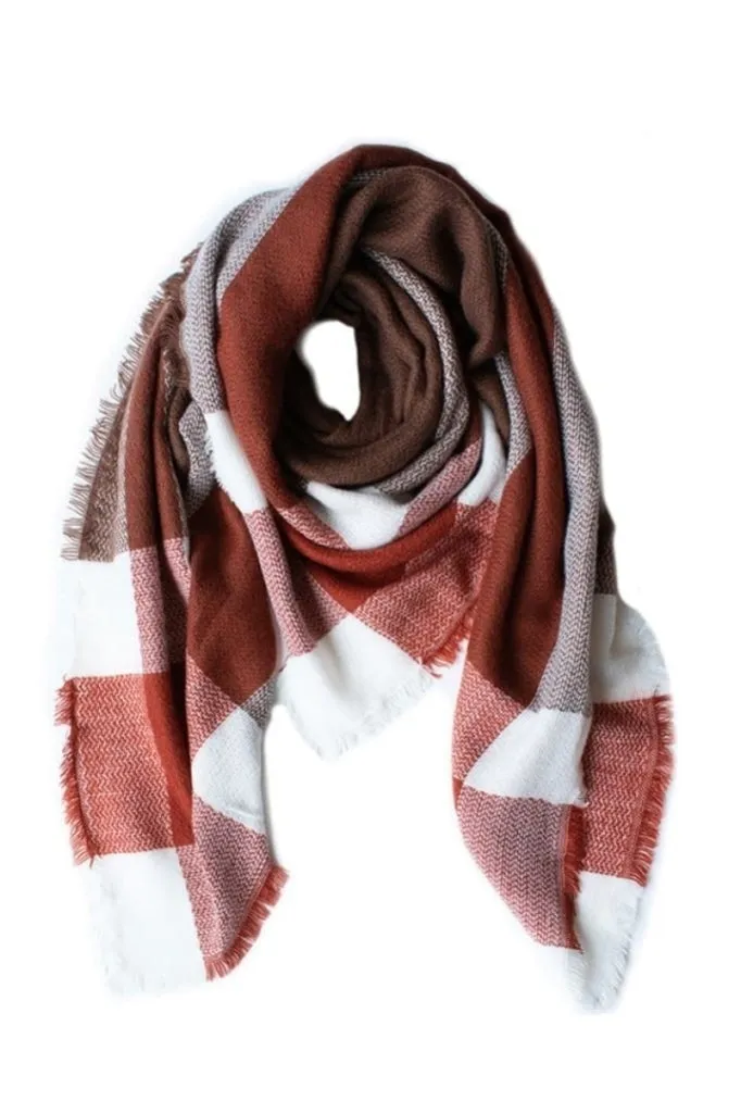 Indus Design - Square Jacquard Scarf - Brick