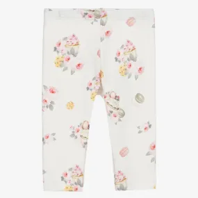 Ivory Cotton Floral Leggings