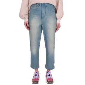 JEANS BAGGY VITA ALTA IN DENIM, AZZURRO