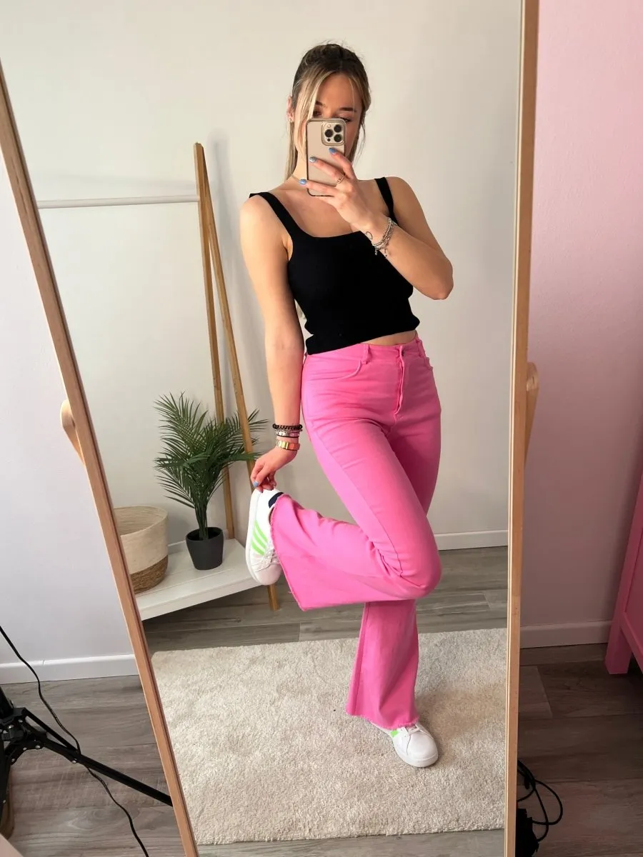 Jeans fucsia a zampa