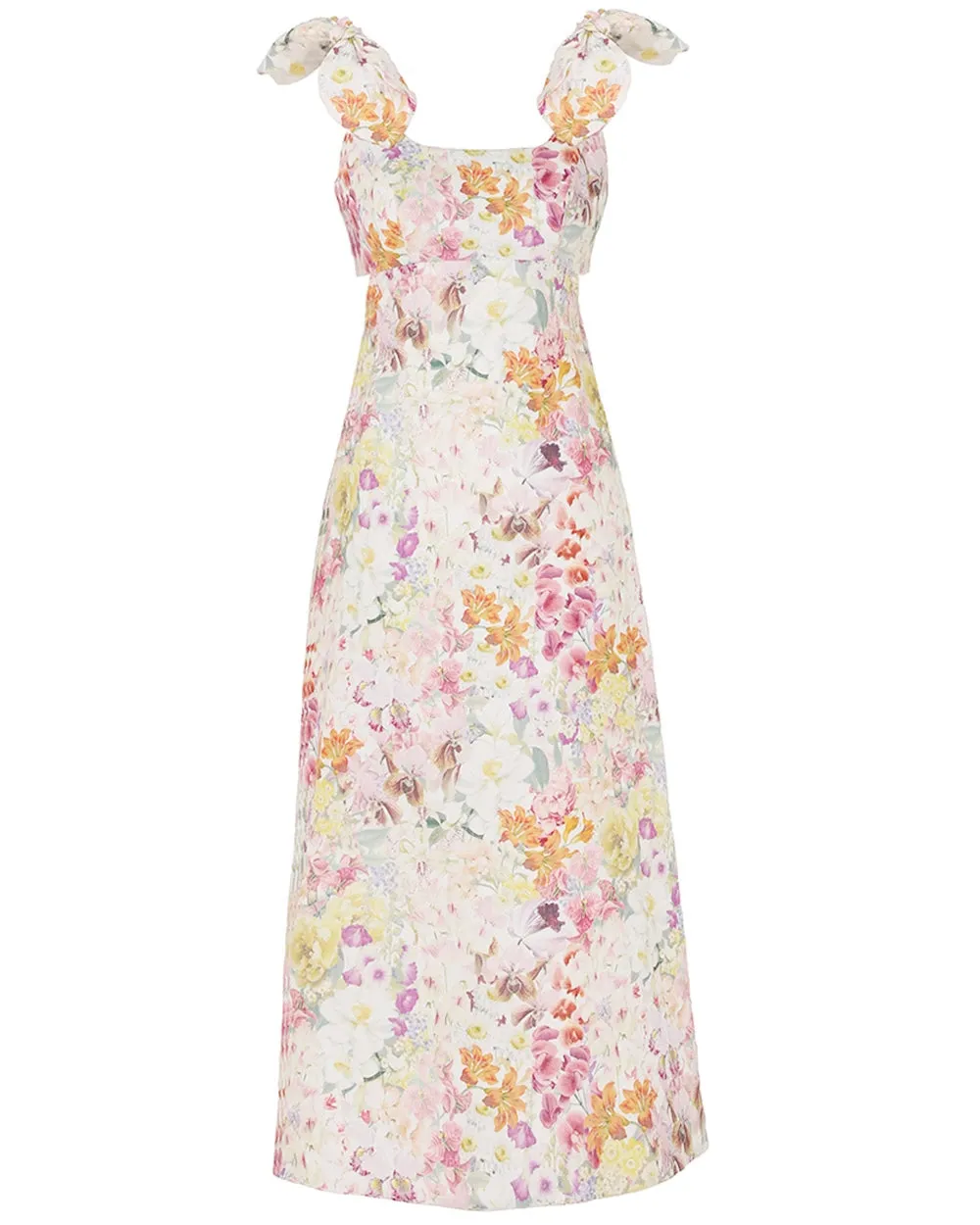 Kaleidoscope Garden Harmony Tie Shoulder Midi Dress