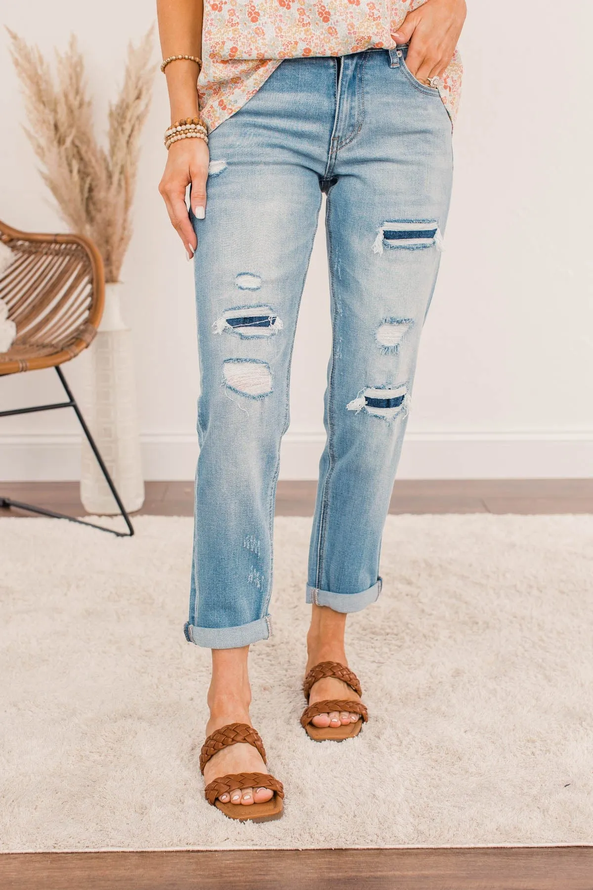 KanCan Distressed Slim Boyfriend Jeans- Reina Wash