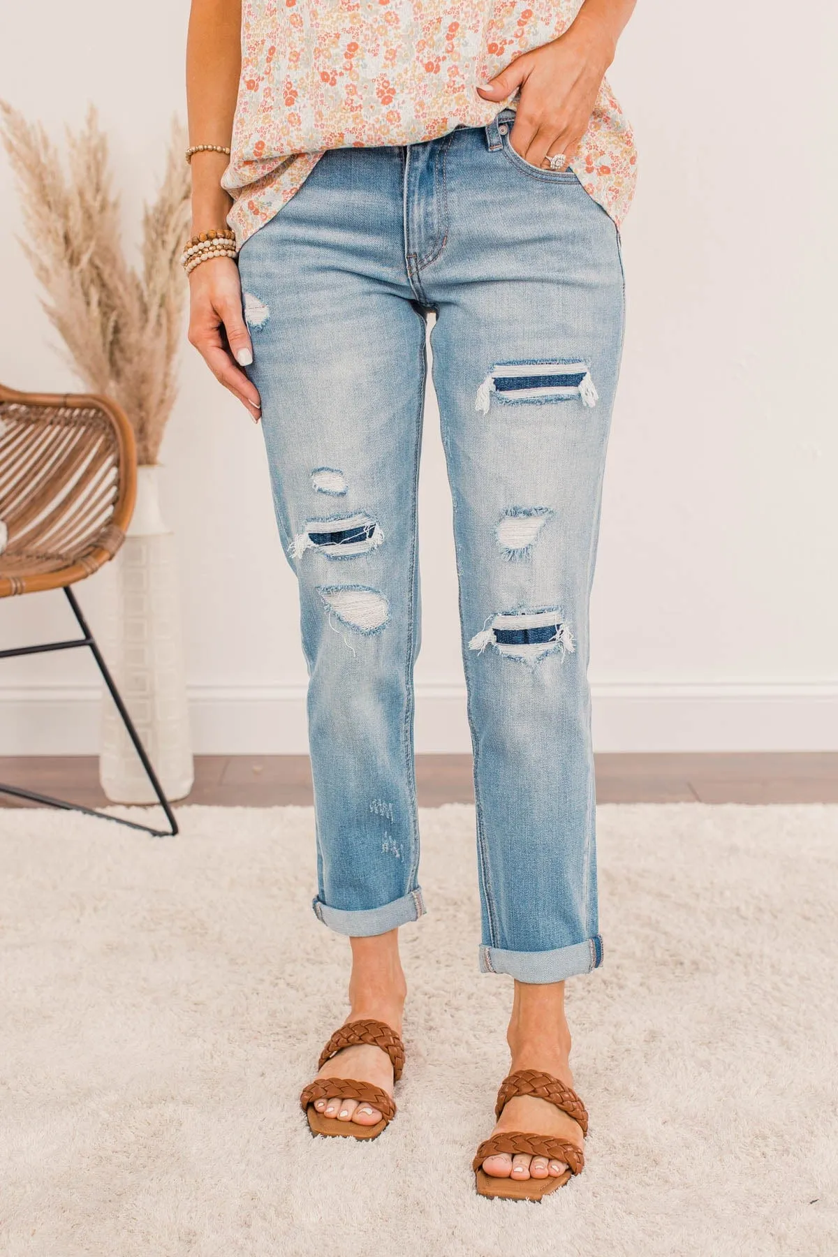 KanCan Distressed Slim Boyfriend Jeans- Reina Wash