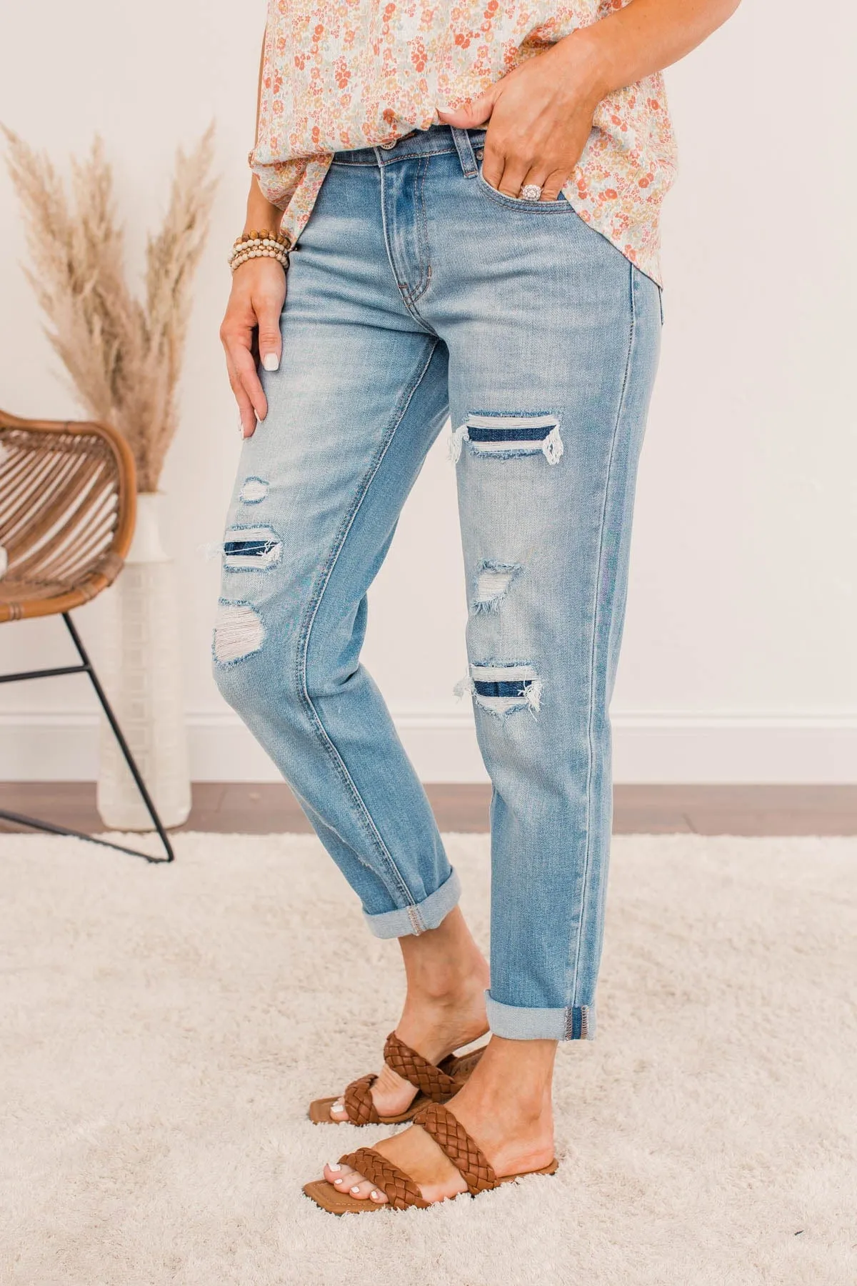 KanCan Distressed Slim Boyfriend Jeans- Reina Wash