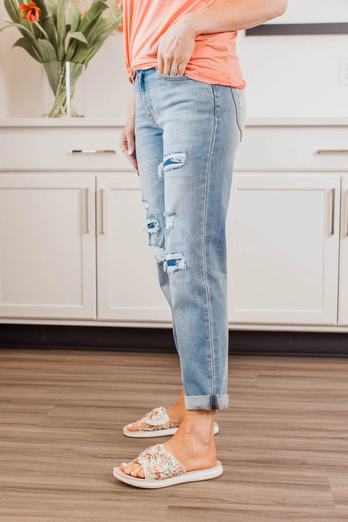 KanCan Distressed Slim Boyfriend Jeans- Reina Wash