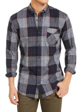 Levi's Men's Booth Regular-Fit Plaid Flannel Shirt Gray Size Small