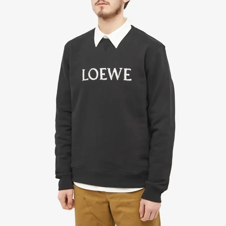 LOEWE  |Crew Neck Pullovers Long Sleeves Plain Cotton Logo Luxury