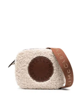 Logo Patch Faux Fur Camera Bag in Oat