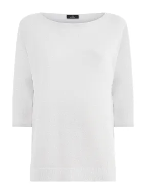 Maglia con manica 3/4 in Crêpe Lurex - Bianco