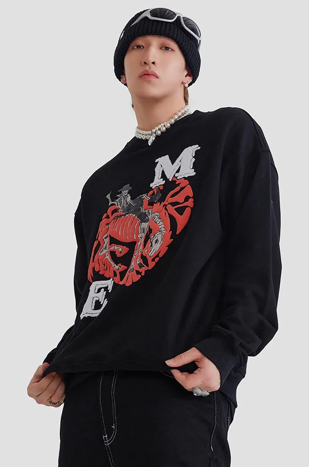 MAISON EMERALD  |Pullovers Skull Unisex Street Style Long Sleeves Cotton Logo