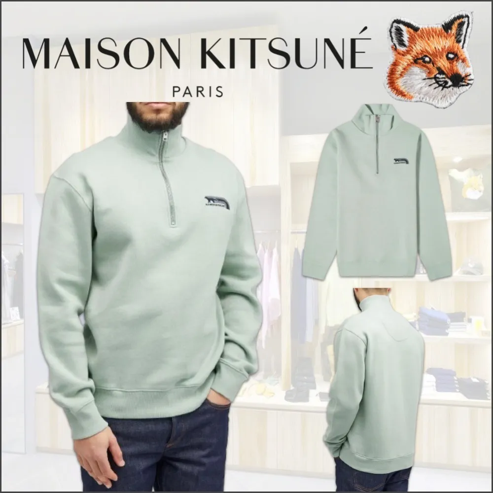 MAISON KITSUNE  |Pullovers Unisex Long Sleeves Plain Other Animal Patterns