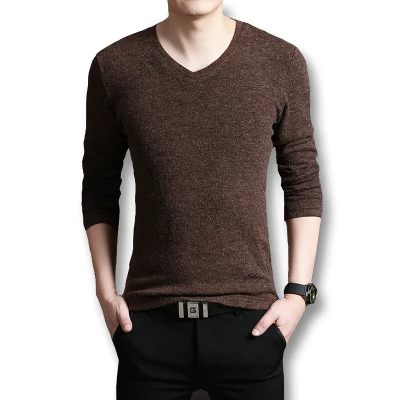 Men V Neck Sweaters and Pullovers Men's Casual Slim Fit Long Sleeved Knitted Sweaters Pullovers Outwear SM6