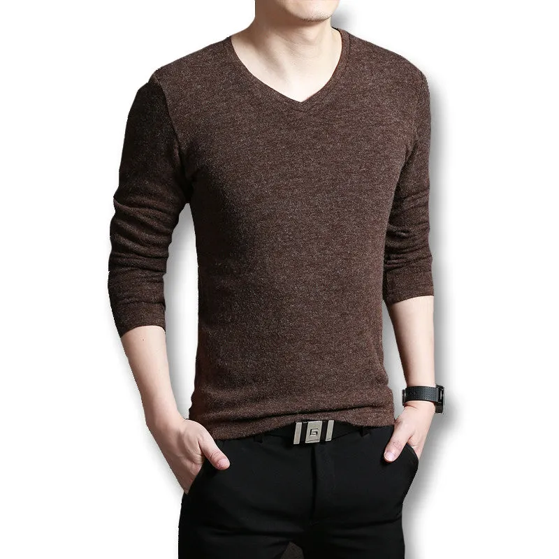 Men V Neck Sweaters and Pullovers Men's Casual Slim Fit Long Sleeved Knitted Sweaters Pullovers Outwear SM6