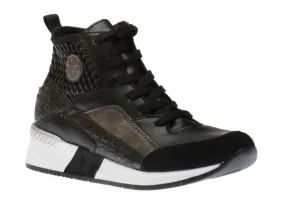 Micro Stretch Black Lace-Up Wedge Sneaker