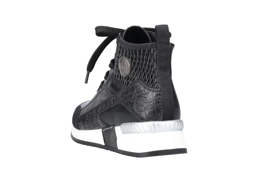 Micro Stretch Black Lace-Up Wedge Sneaker