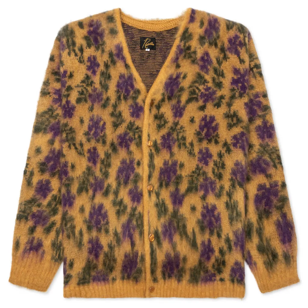 Mohair Cardigan Flower - Yellow