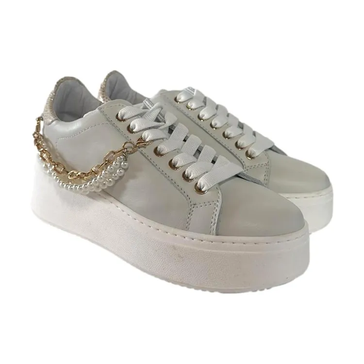 Mèlinè WT7 Sneaker in Vera Pelle Made in Italy con Accessorio Bianco Oro