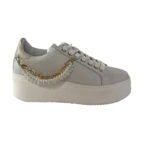 Mèlinè WT7 Sneaker in Vera Pelle Made in Italy con Accessorio Bianco Oro