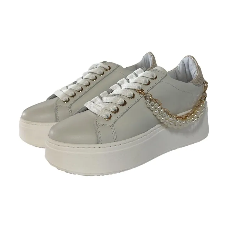 Mèlinè WT7 Sneaker in Vera Pelle Made in Italy con Accessorio Bianco Oro