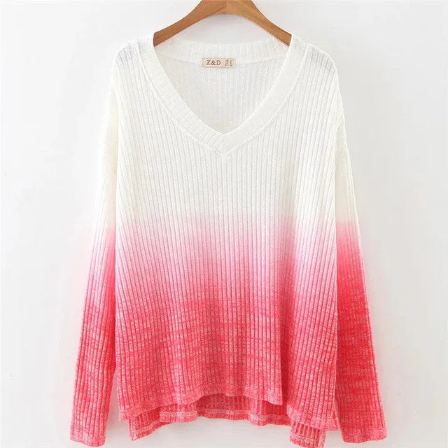 New Fashion Female Knitted Pullovers Long Sleeve V-neck Winter Autumn Sweaters Hot  72081 GS