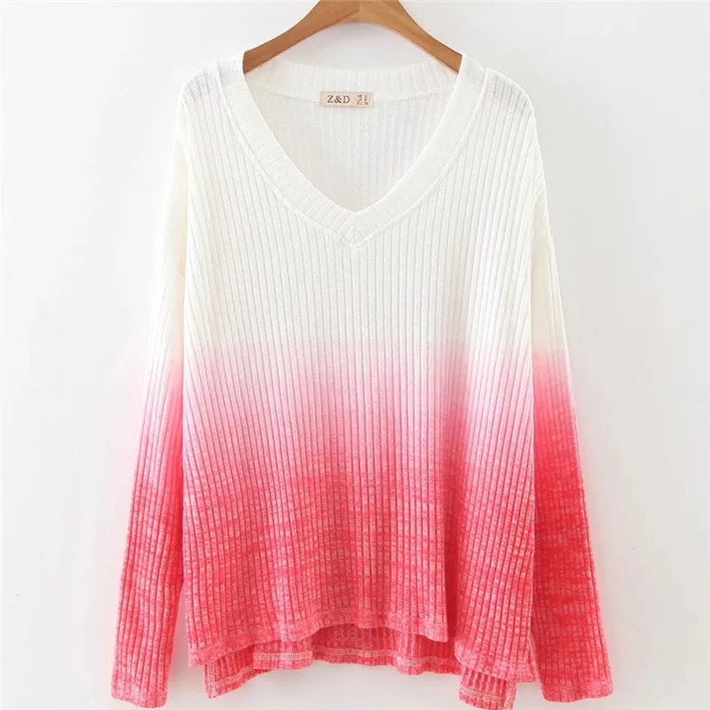 New Fashion Female Knitted Pullovers Long Sleeve V-neck Winter Autumn Sweaters Hot  72081 GS