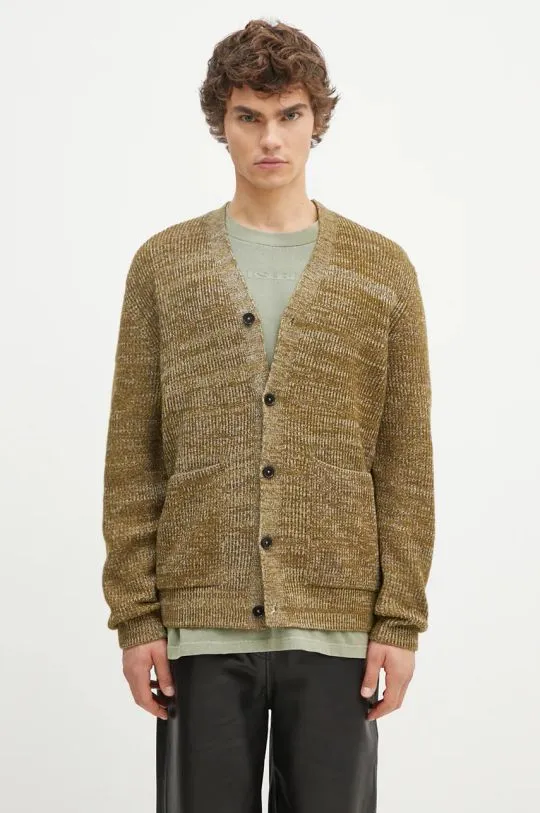 Norse Projects woolen cardigan Loki Wool Cotton Rib Cardigan green color N45.0618.8096