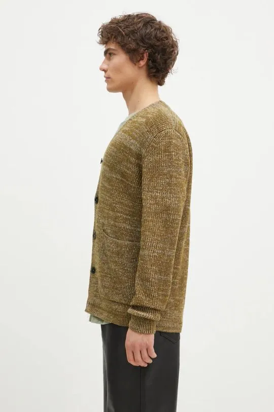 Norse Projects woolen cardigan Loki Wool Cotton Rib Cardigan green color N45.0618.8096