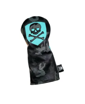 One-Of-A-Kind! Urban Camo / Tiffany Blue Skull & Bones Shield Driver headcover.