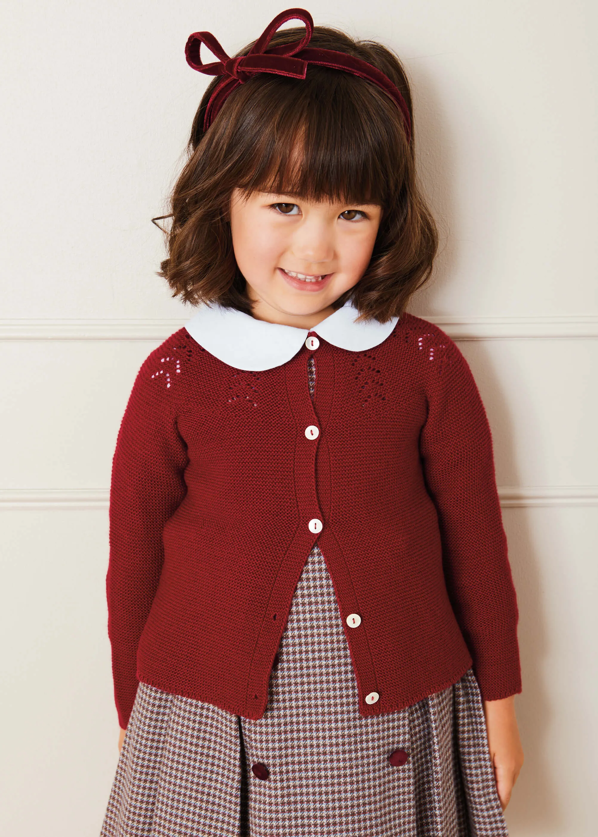 Openwork Cardigan In Burgundy (6mths-10yrs)