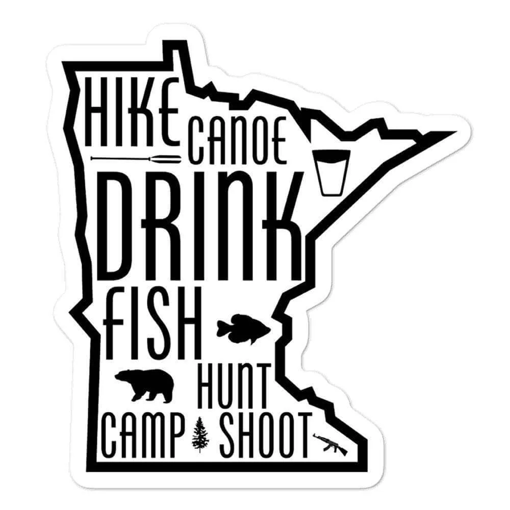 Outdoors Minnesota - Hunt, Fish, Hike, Camp Vinyl Laptop Sticker