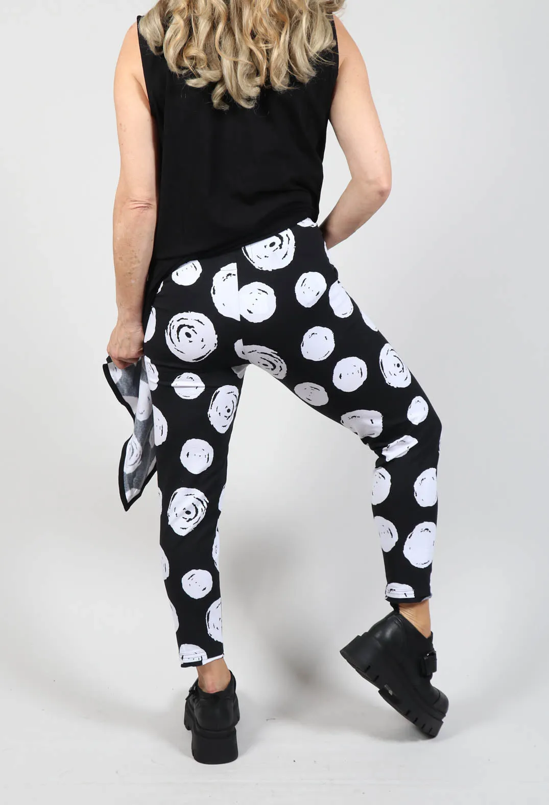 Paint Polka Dot Print Leggings in Black