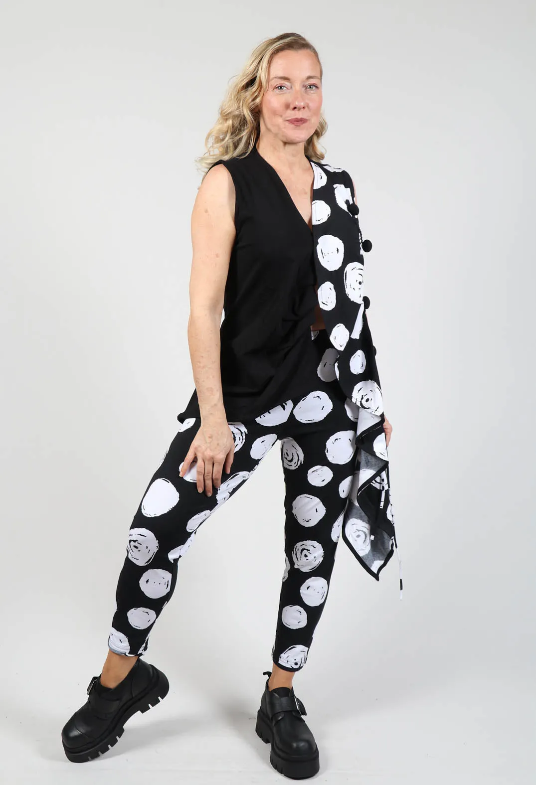 Paint Polka Dot Print Leggings in Black