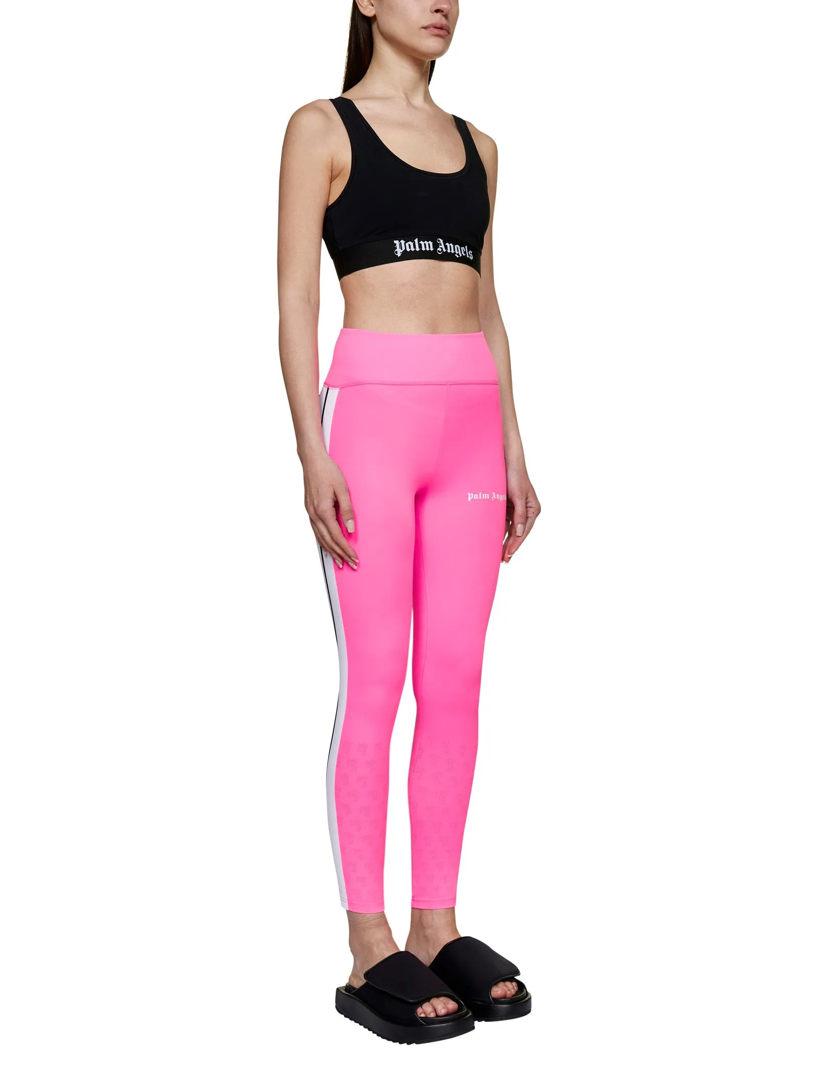 Palm Angels Logo Detailed High Waist Leggings