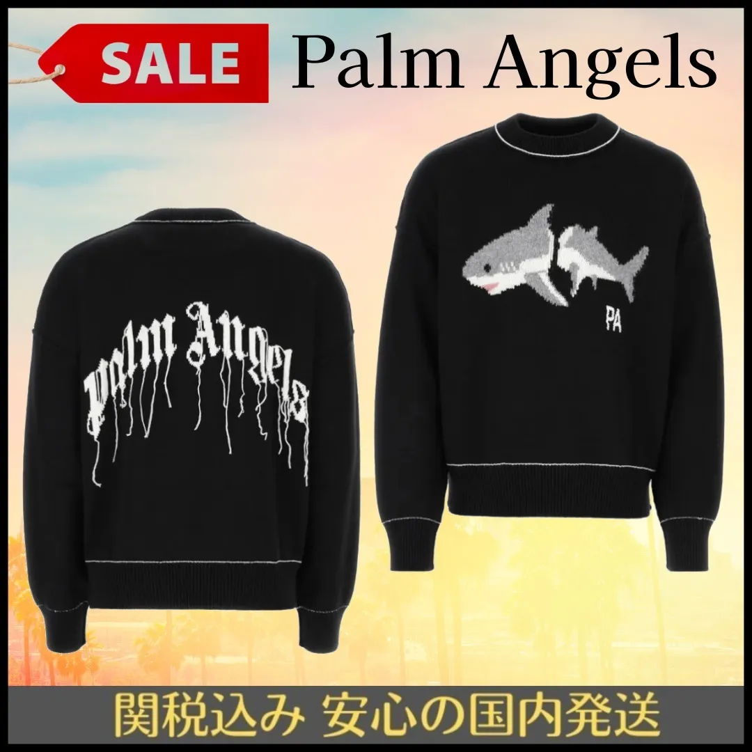 Palm Angels  |Pullovers Wool Street Style Long Sleeves Plain Logo Sweaters