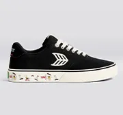 PEANUTS NAIOCA PRO Snoopy Skate Black Suede and Canvas Ivory Logo Sneaker Women