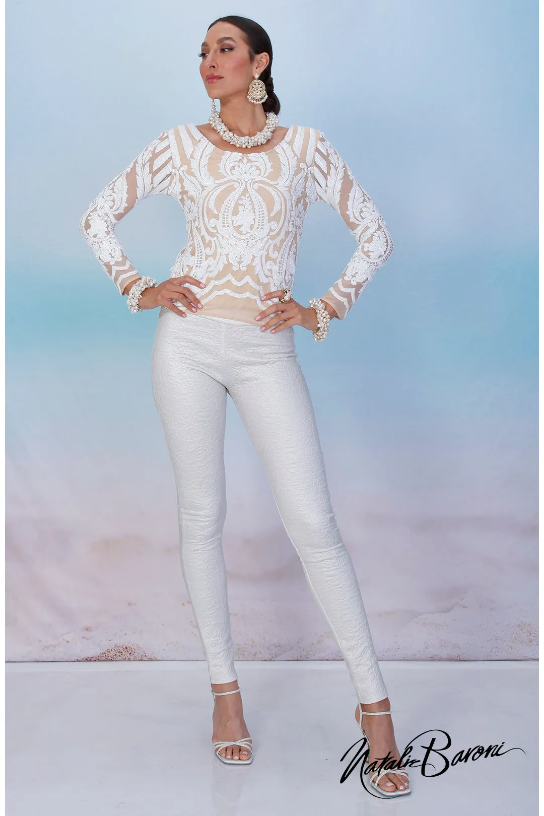 Pearl White Sequin Top - La Scala