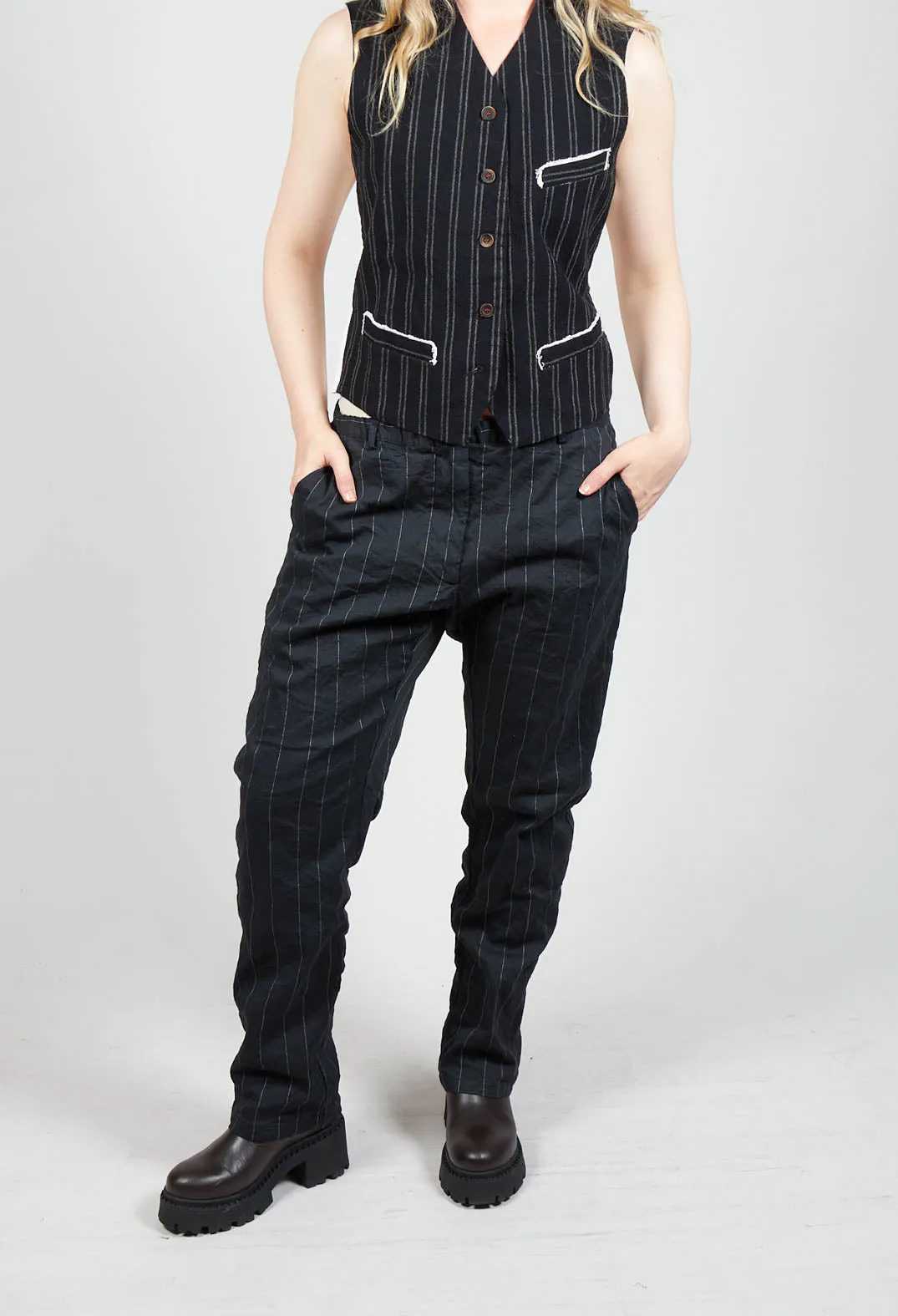 Pietra Trousers in Black Stripe