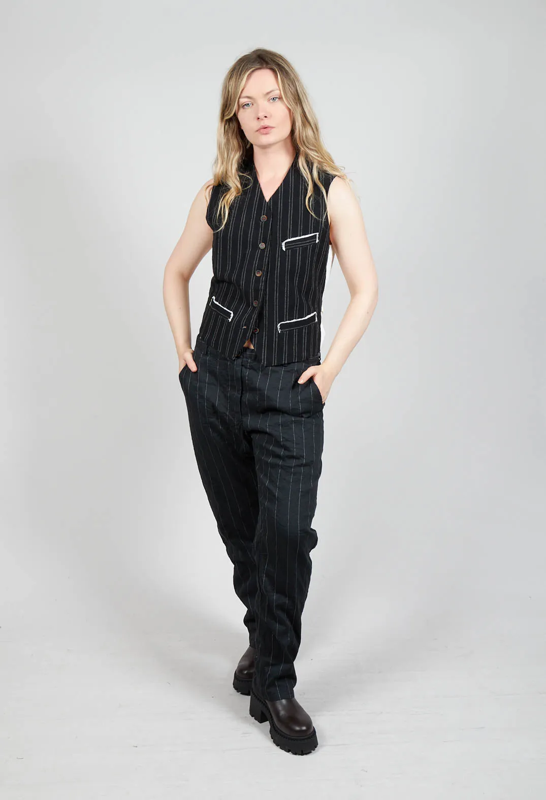 Pietra Trousers in Black Stripe