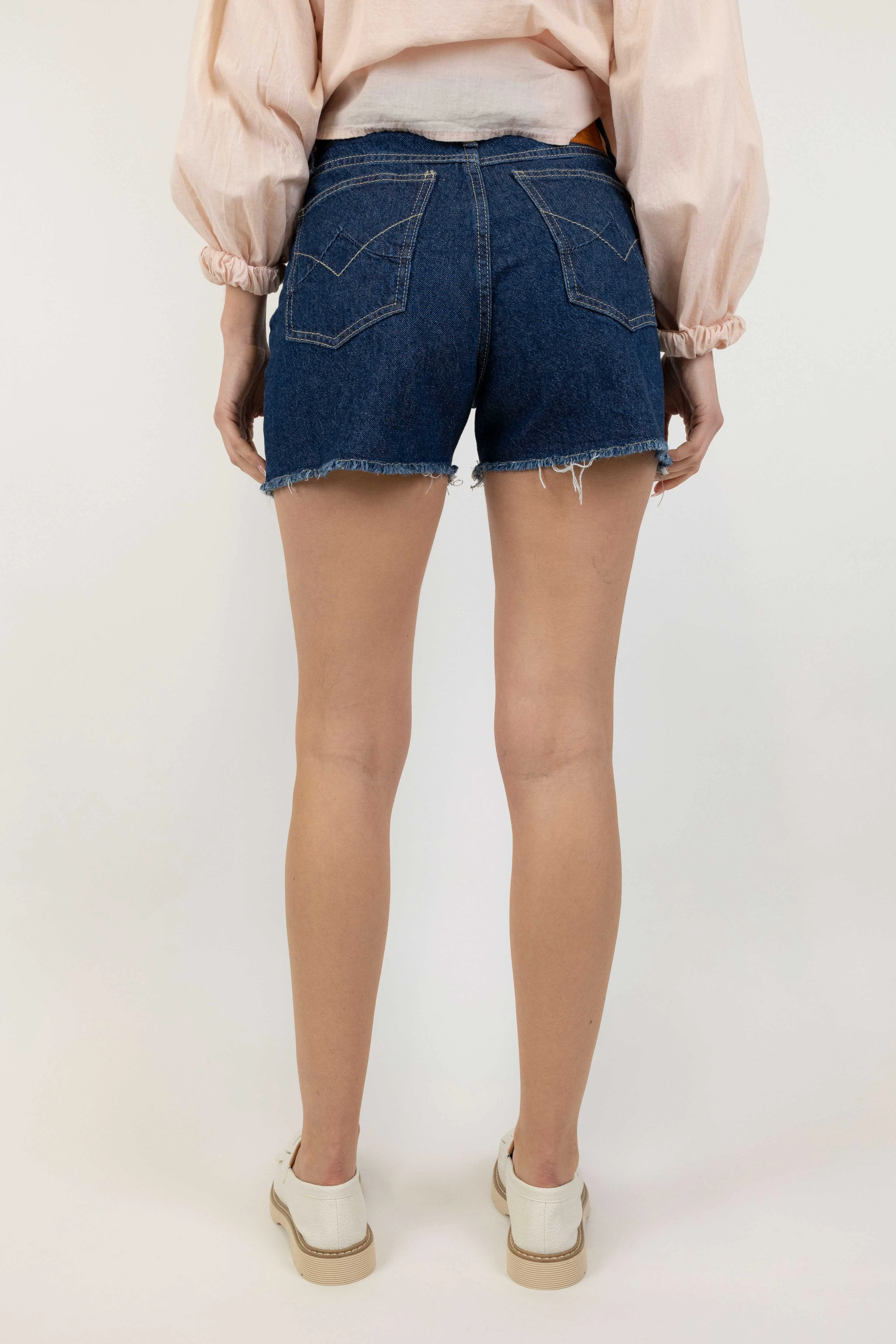 Please - Shorts jeans taglio sfrangiato ed a vita alta