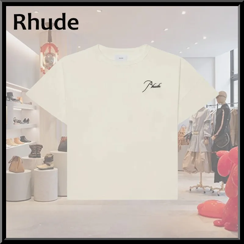 RHUDE  |Crew Neck Pullovers Street Style Cotton Short Sleeves Logo