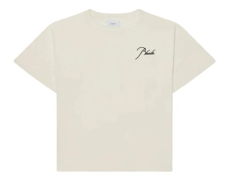 RHUDE  |Crew Neck Pullovers Street Style Cotton Short Sleeves Logo